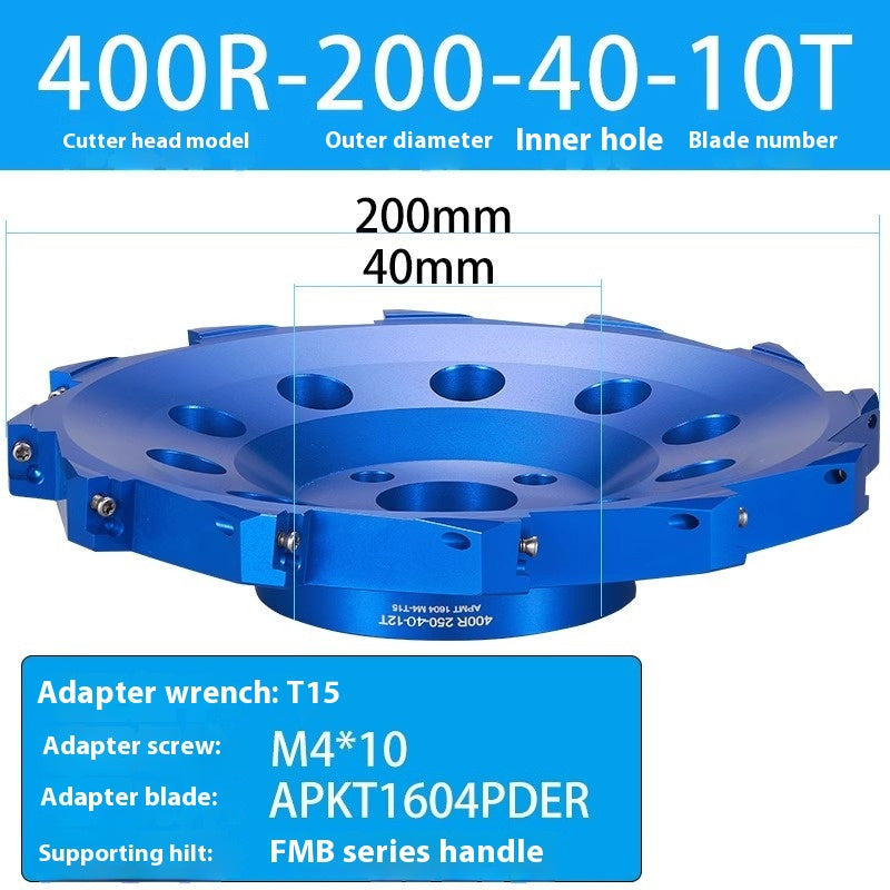 2084-Aluminum cutterhead fast feed flying cutterhead milling cutterhead right angle 45 degree milling cutterhead round nose milling cutterhead 400RKM12 Shandong Denso Pricision Tools Co.,Ltd.